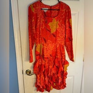 Elegant Red and Gold Long Sleeve Dress